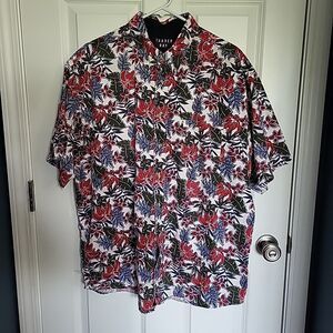 90's Y2K Trader Bay Hawaiian Shirt Men's XL Tropical Floral 100% Cotton